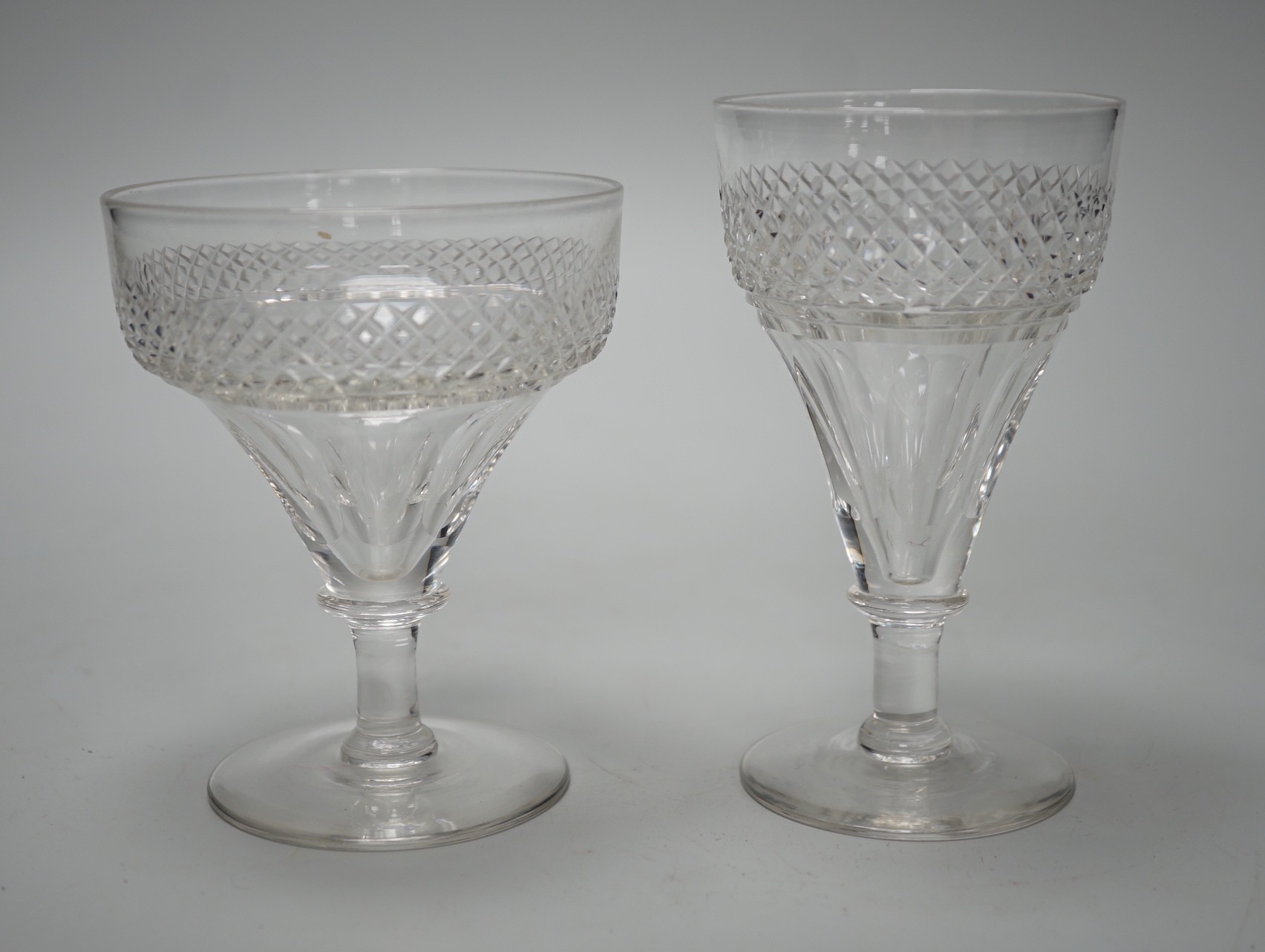 A collection of cut glass wine glasses (22)